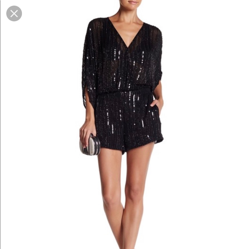 Parker Kimora Sequin Romper in Black